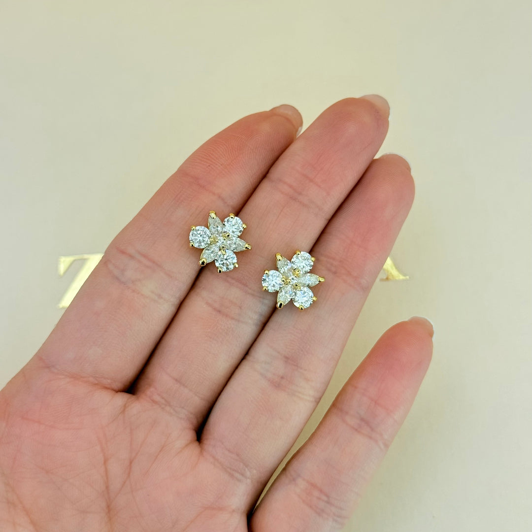 Flower zircone gold plated set