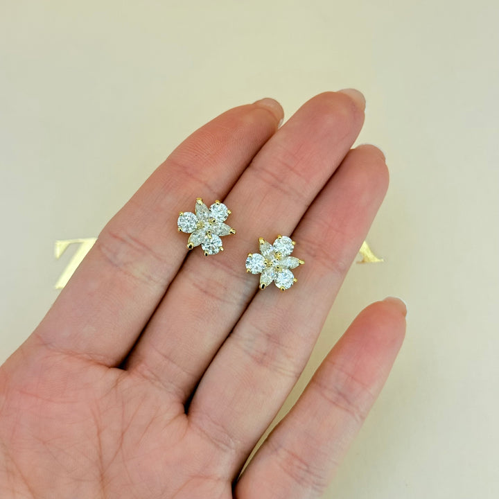 Flower zircone gold plated set
