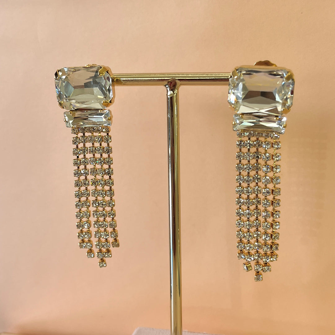 Preciosa crystals gold plated fringe earrings