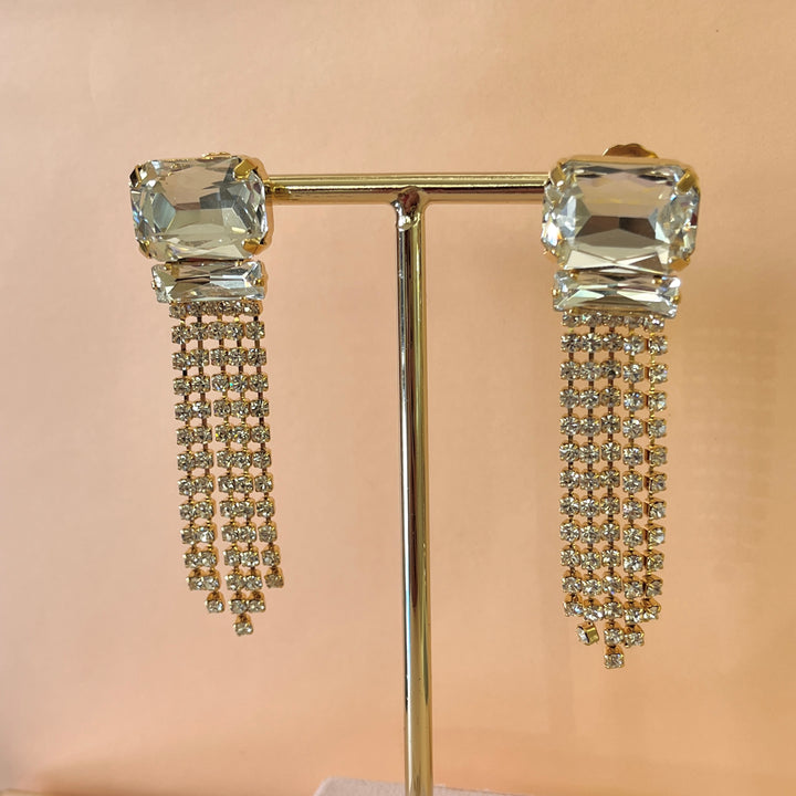 Preciosa crystals gold plated fringe earrings