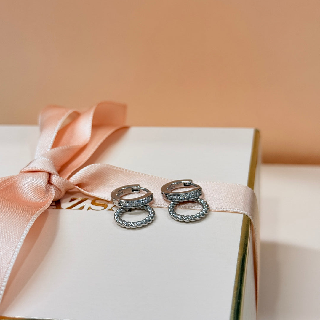 2 in 1 sterling silver hoops
