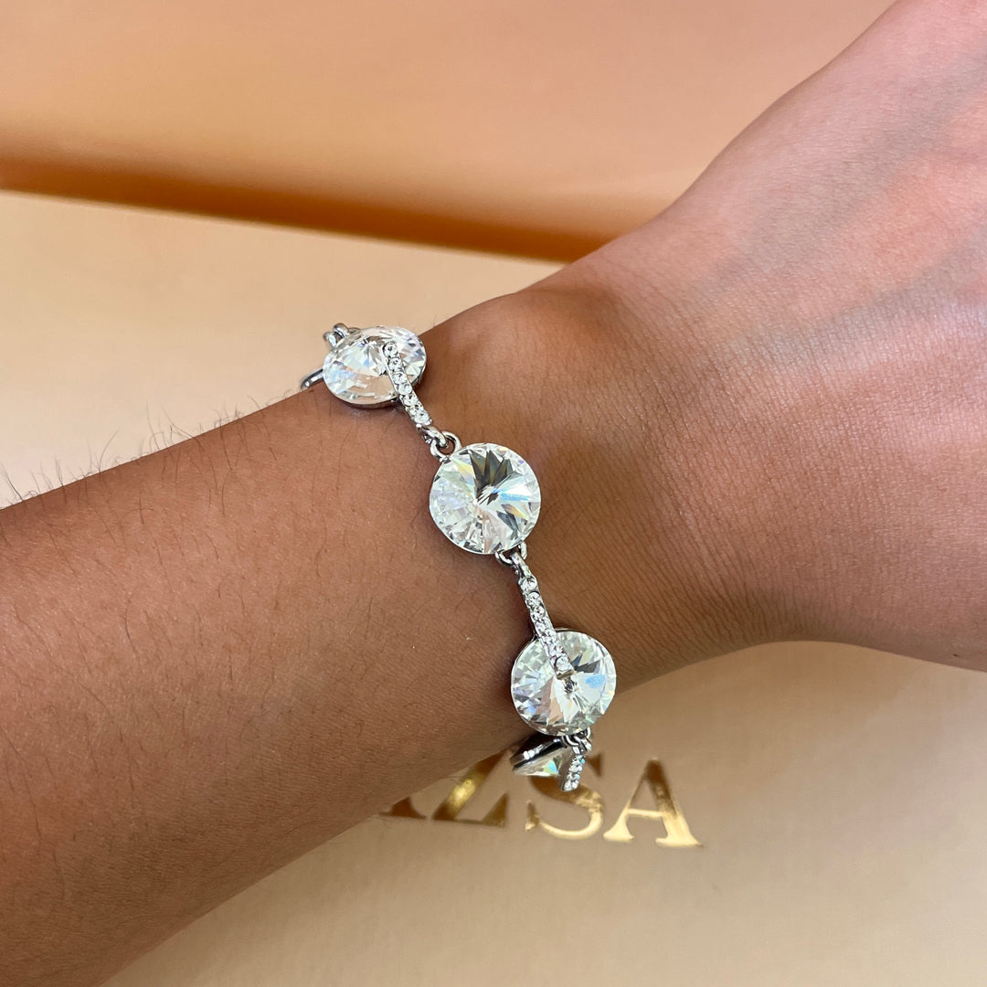 Swarovski crystals round white gold plated set