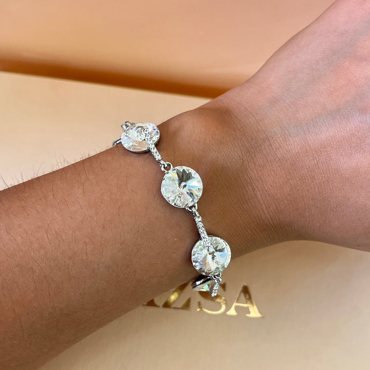 Swarovski crystals round white gold plated set