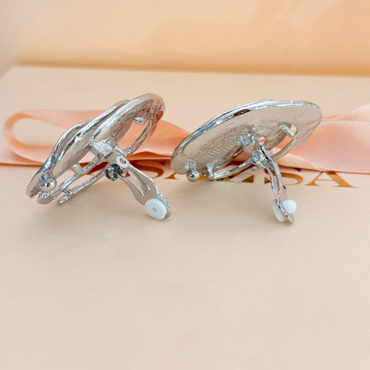 Plain chunky silver clip on earrings