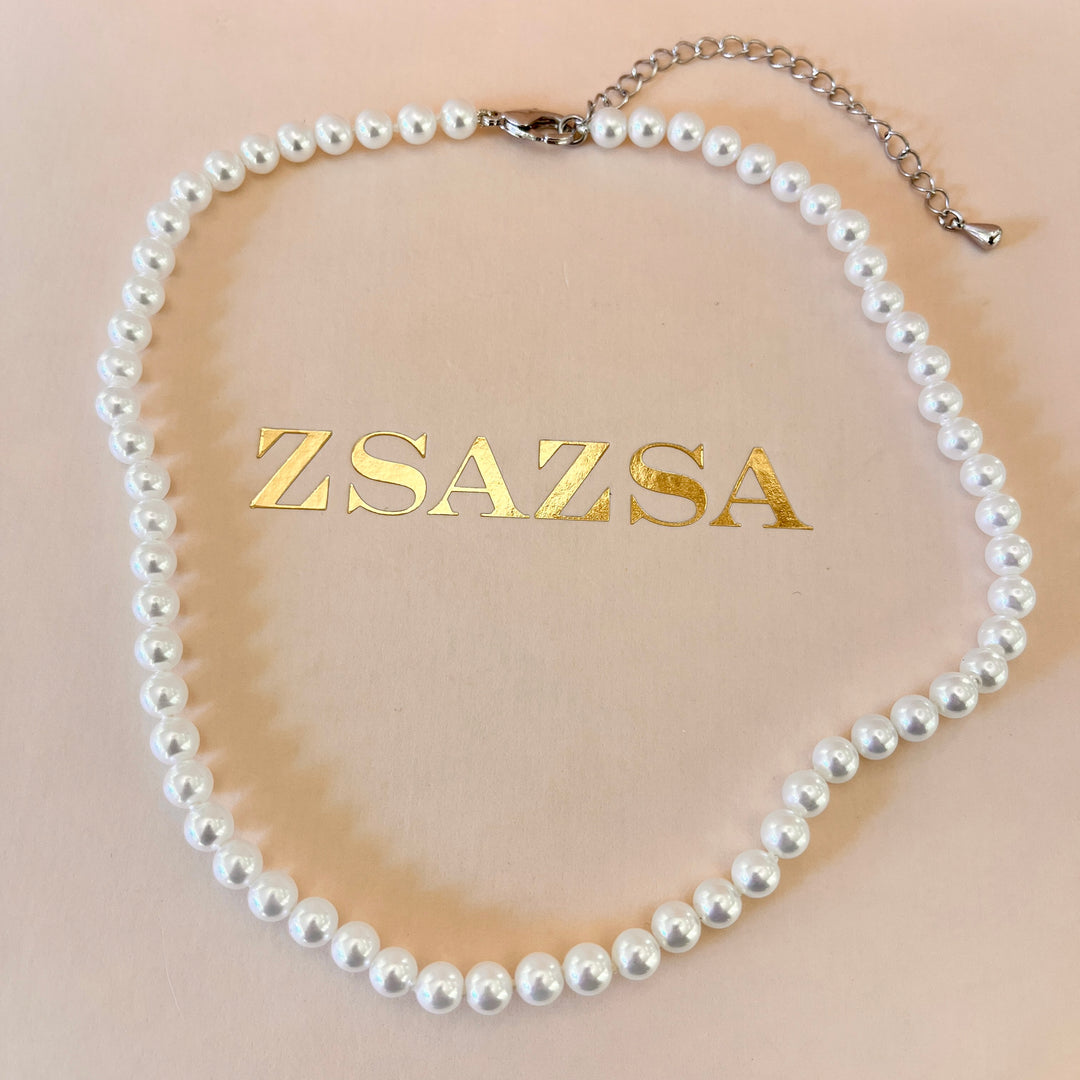 White Mallorca pearls white gold plated set