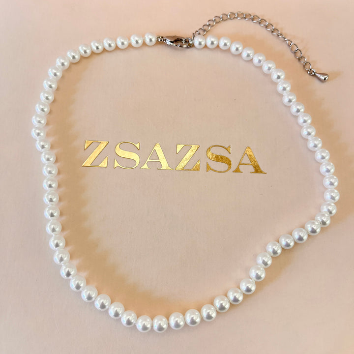 White Mallorca pearls white gold plated set