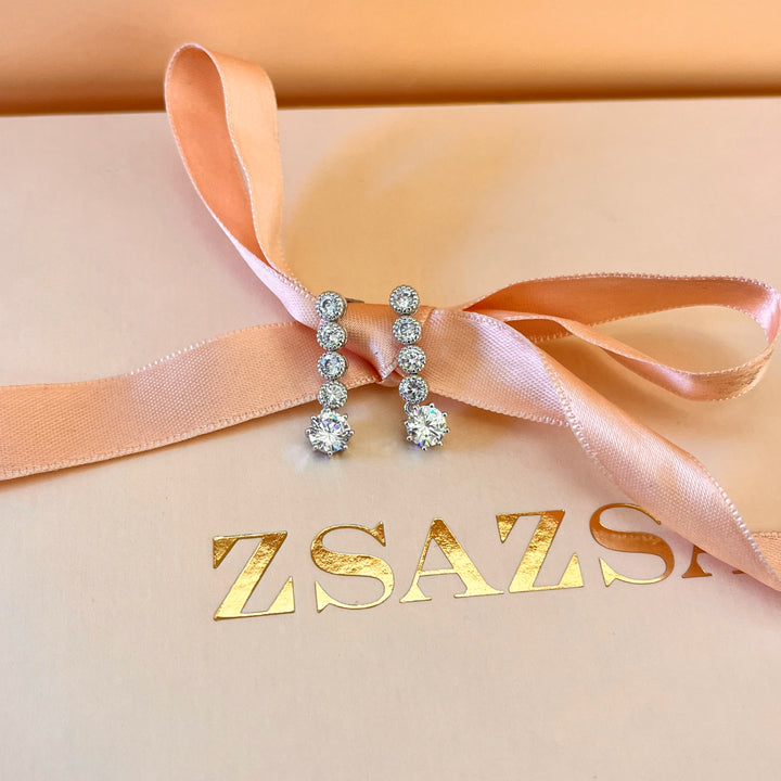 Classic double zircone white gold plated set