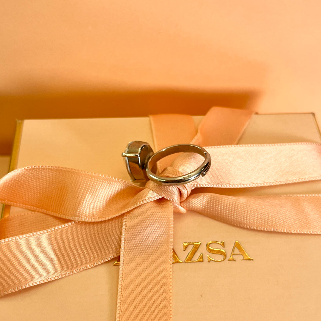 Swarovski crystals oval white gold plated ring