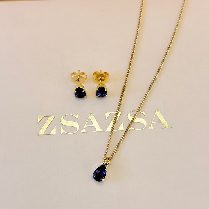 Dainty teardrop violet Swarovski crystals set