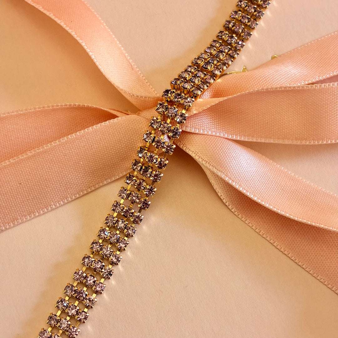 3 rows mauve Swarovski crystals bracelet