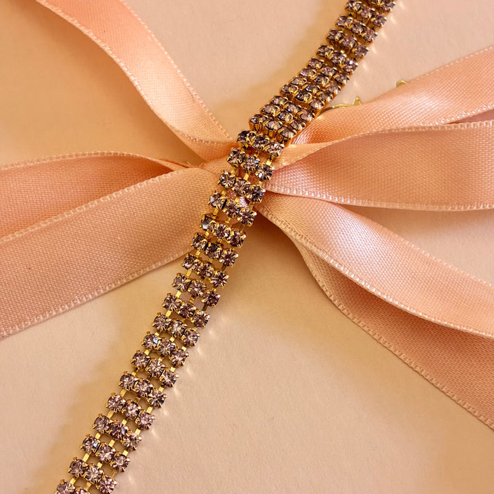 3 rows mauve Swarovski crystals bracelet