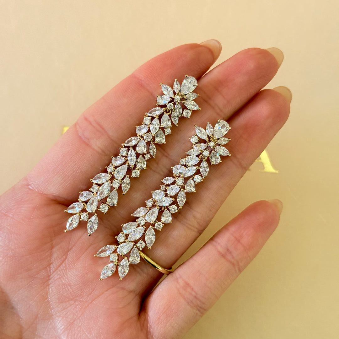 Marquise zircone gold plated earrings and bracelet