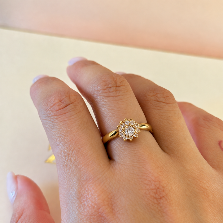 Zircone Flower Dainty Gold Ring | Gold Plated | ZsaZsa