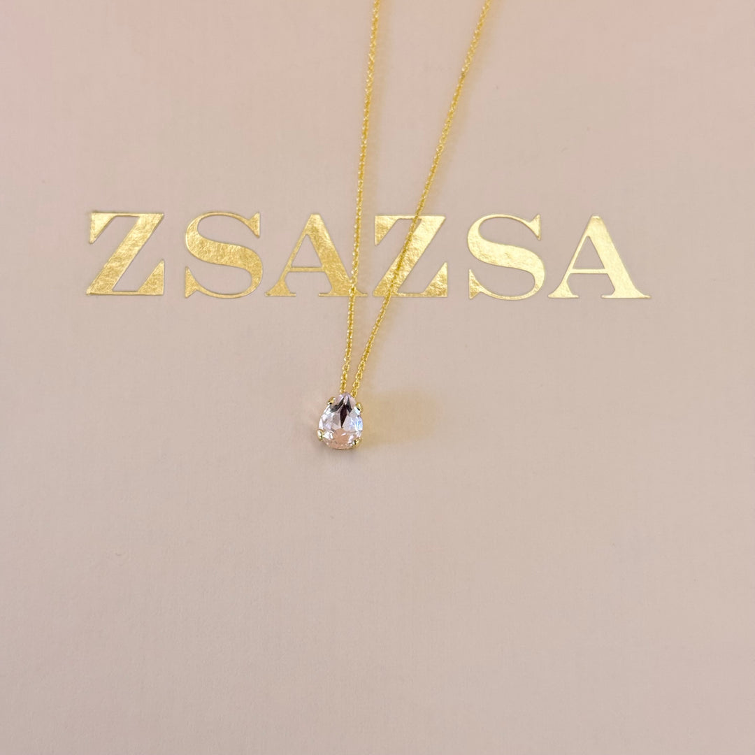 Dainty light pink teardrop sterling silver gold plated set