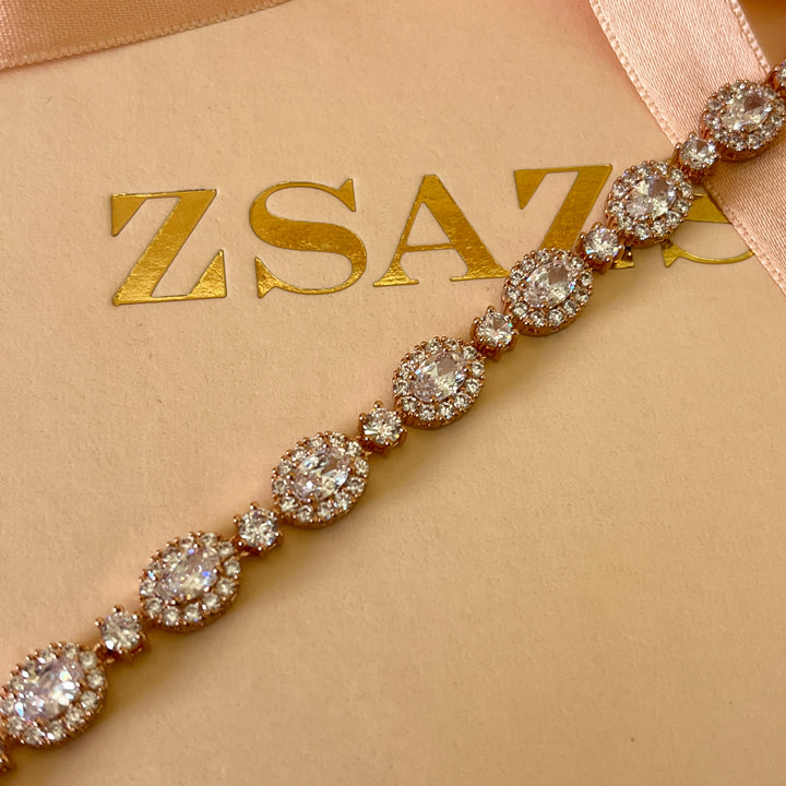 Oval zircone rose gold plated bracelet