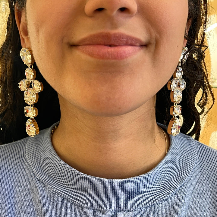 Swarovski crystals mix of shapes gold plated earrings