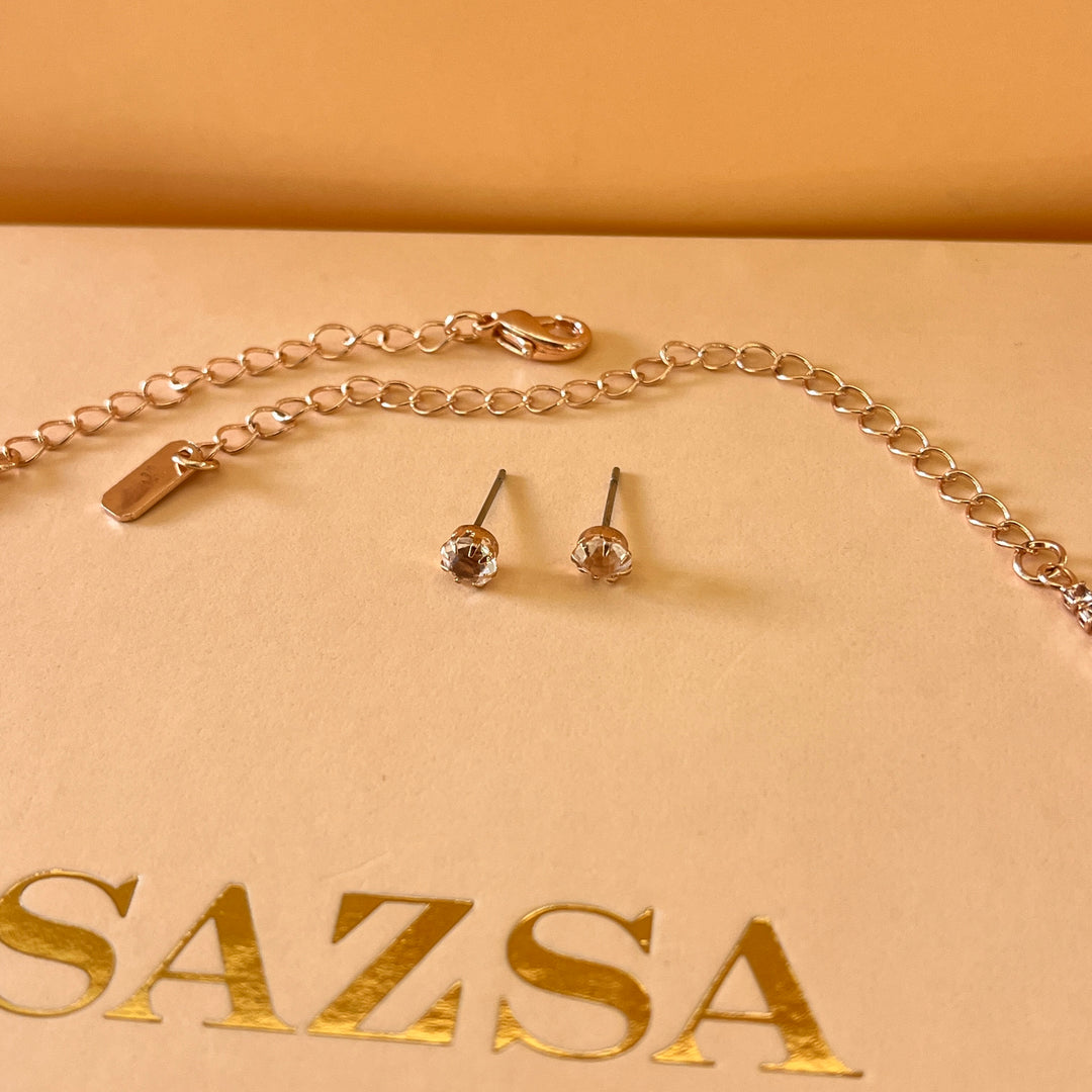 Rhinestone rose gold plated set