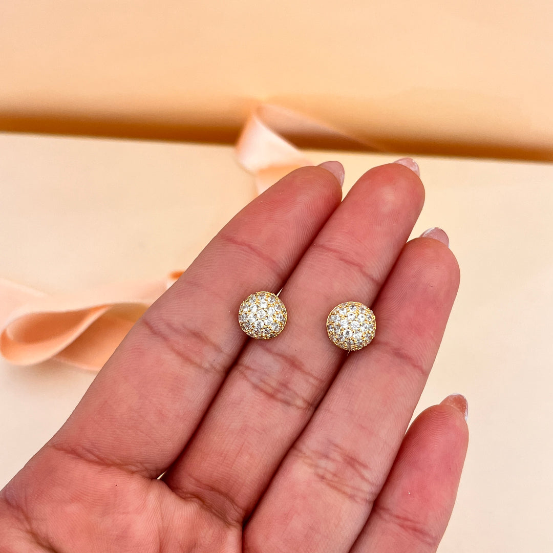 Zircone and white Pearls front-Back gold plated earrings