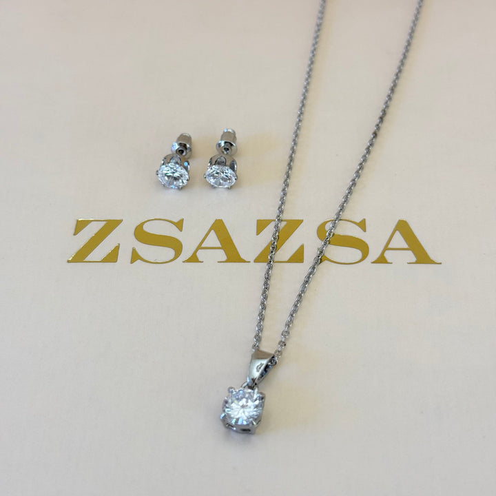 Solitaire zircone silver set