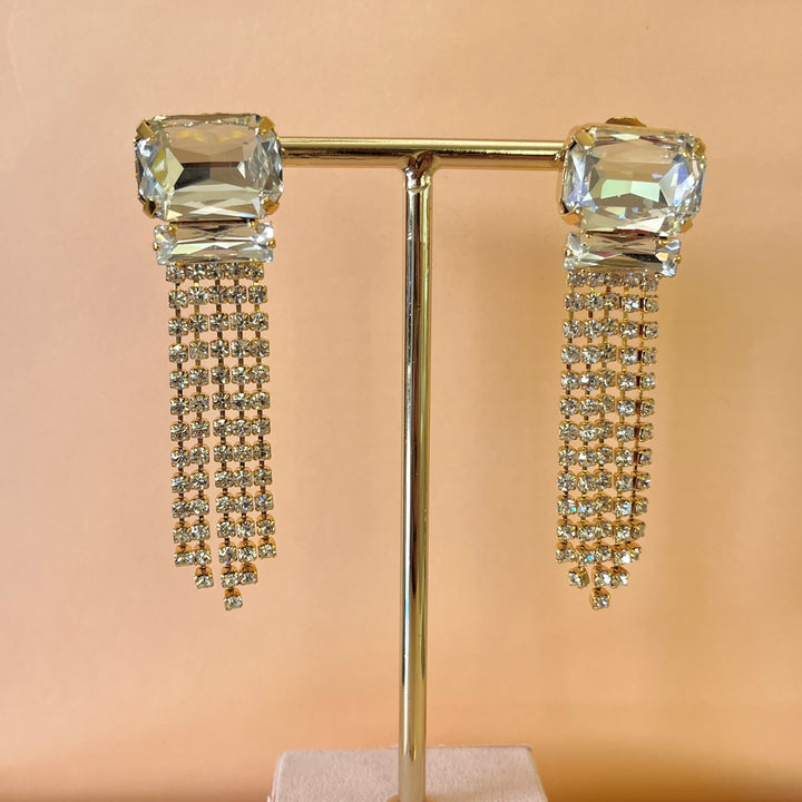 Preciosa crystals gold plated fringe earrings