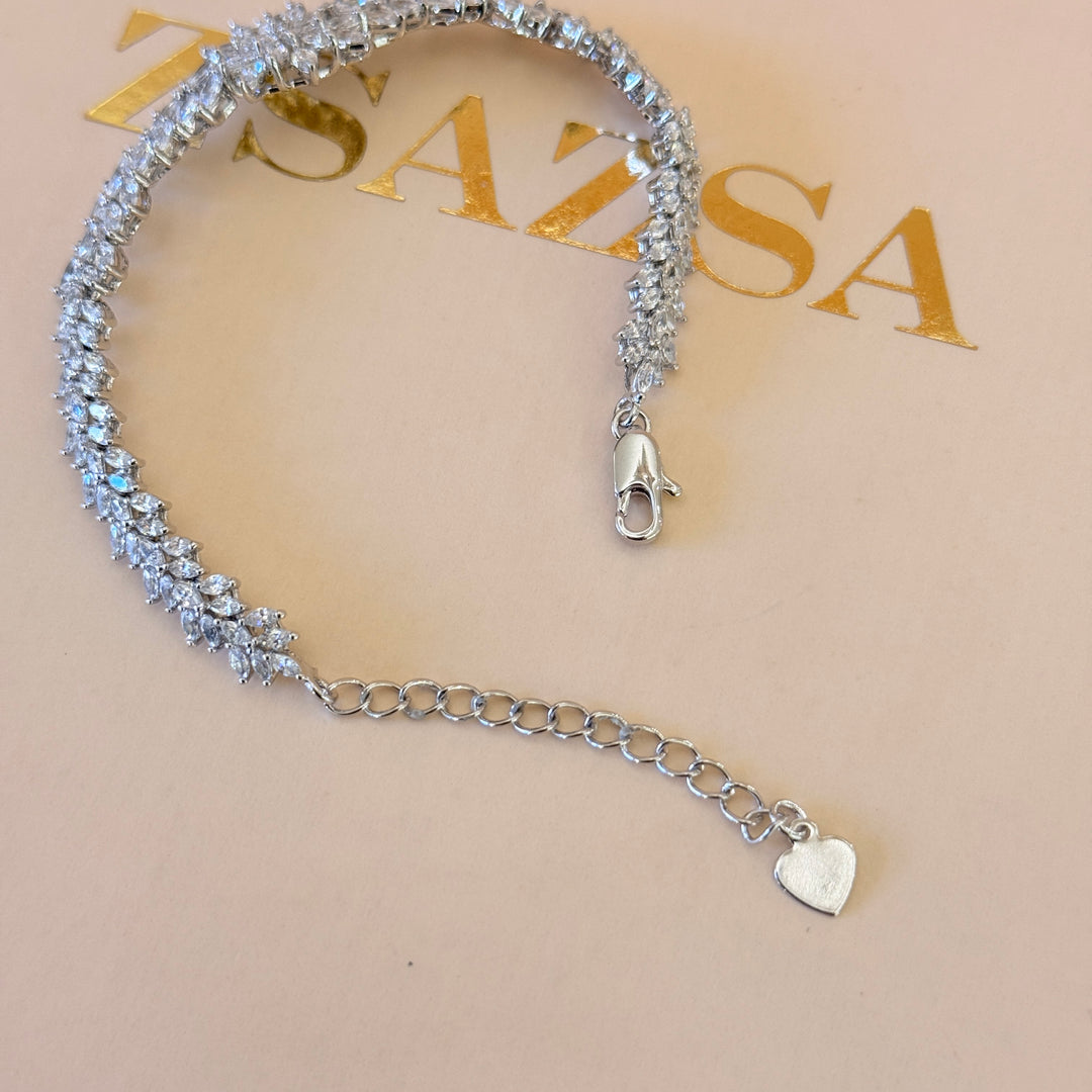 Flower marquise zircone silver bracelet