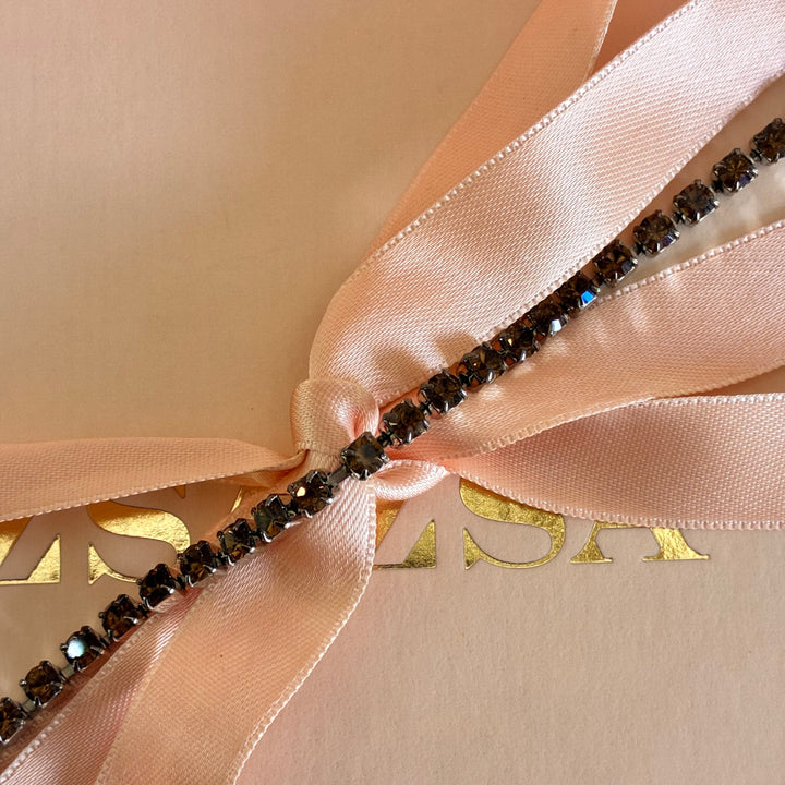 Dainty Bronze Swarovski crystals silver bracelet