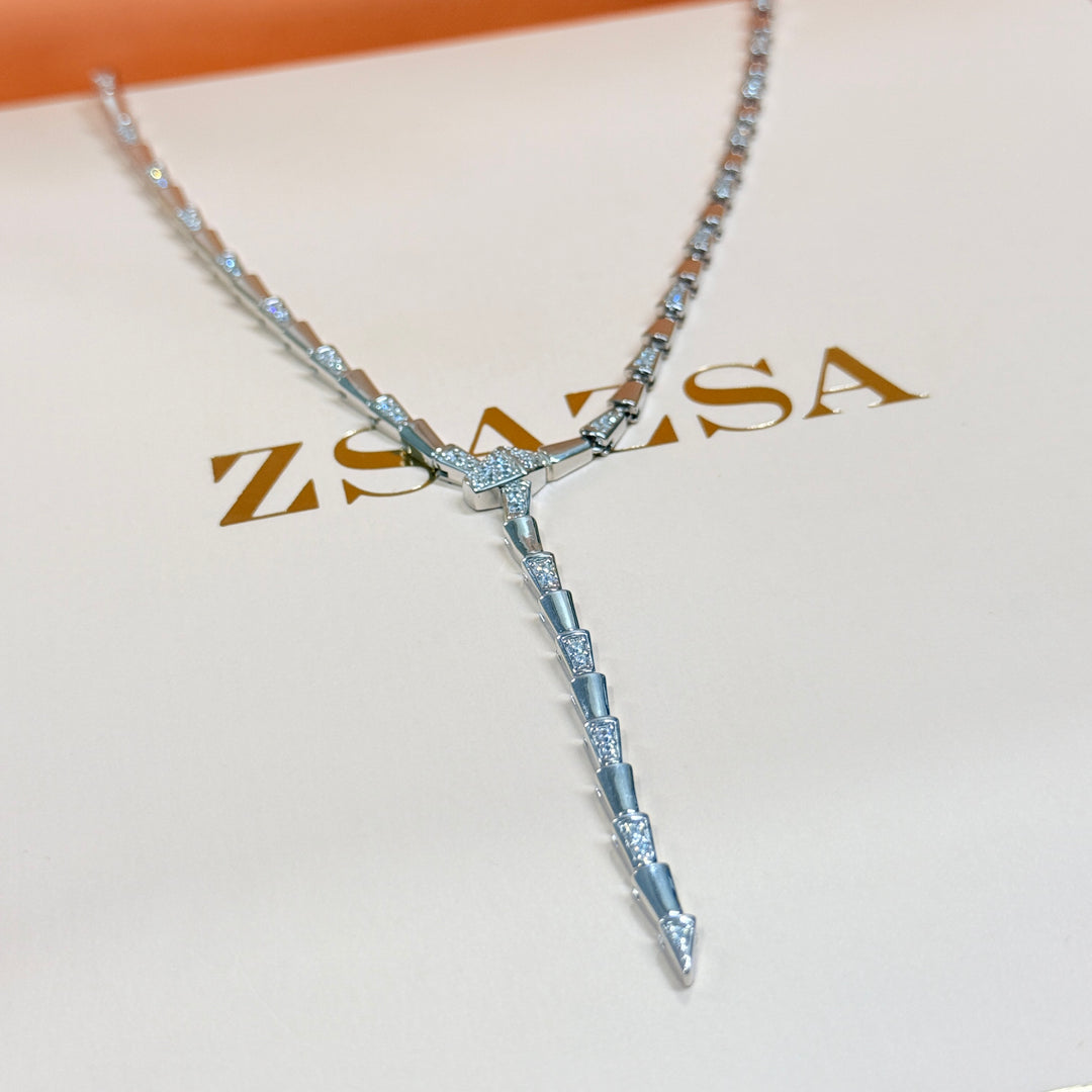 Y-Drop zircone sterling silver Necklace and bracelet