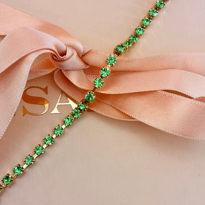 Dainty green Preciosa crystals bracelet
