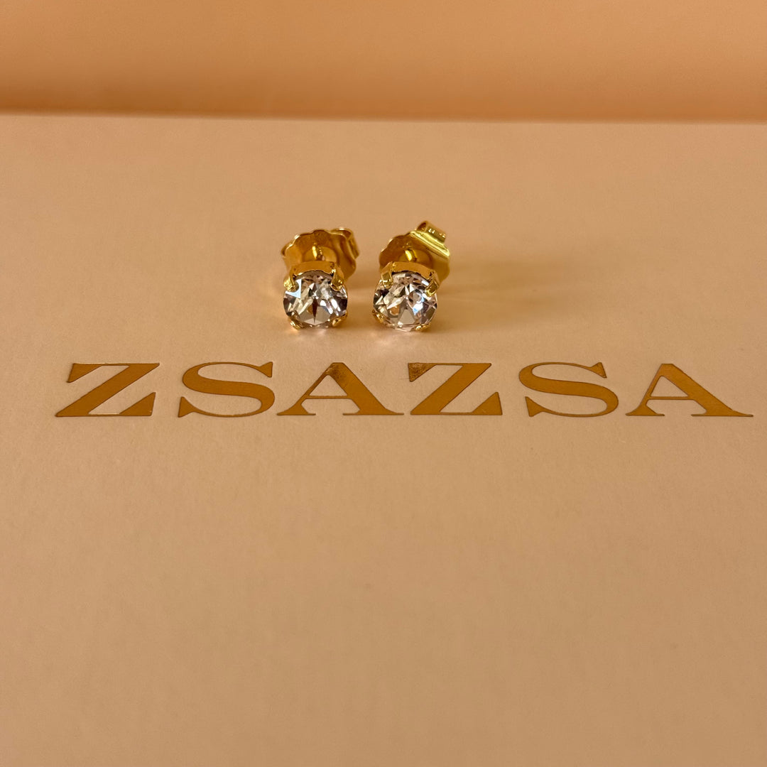 Light pink solitaire Swarovski crystals gold plated set