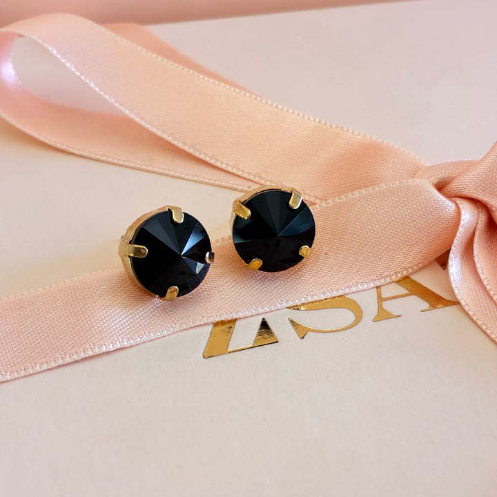 Black Swarovski crystals studs