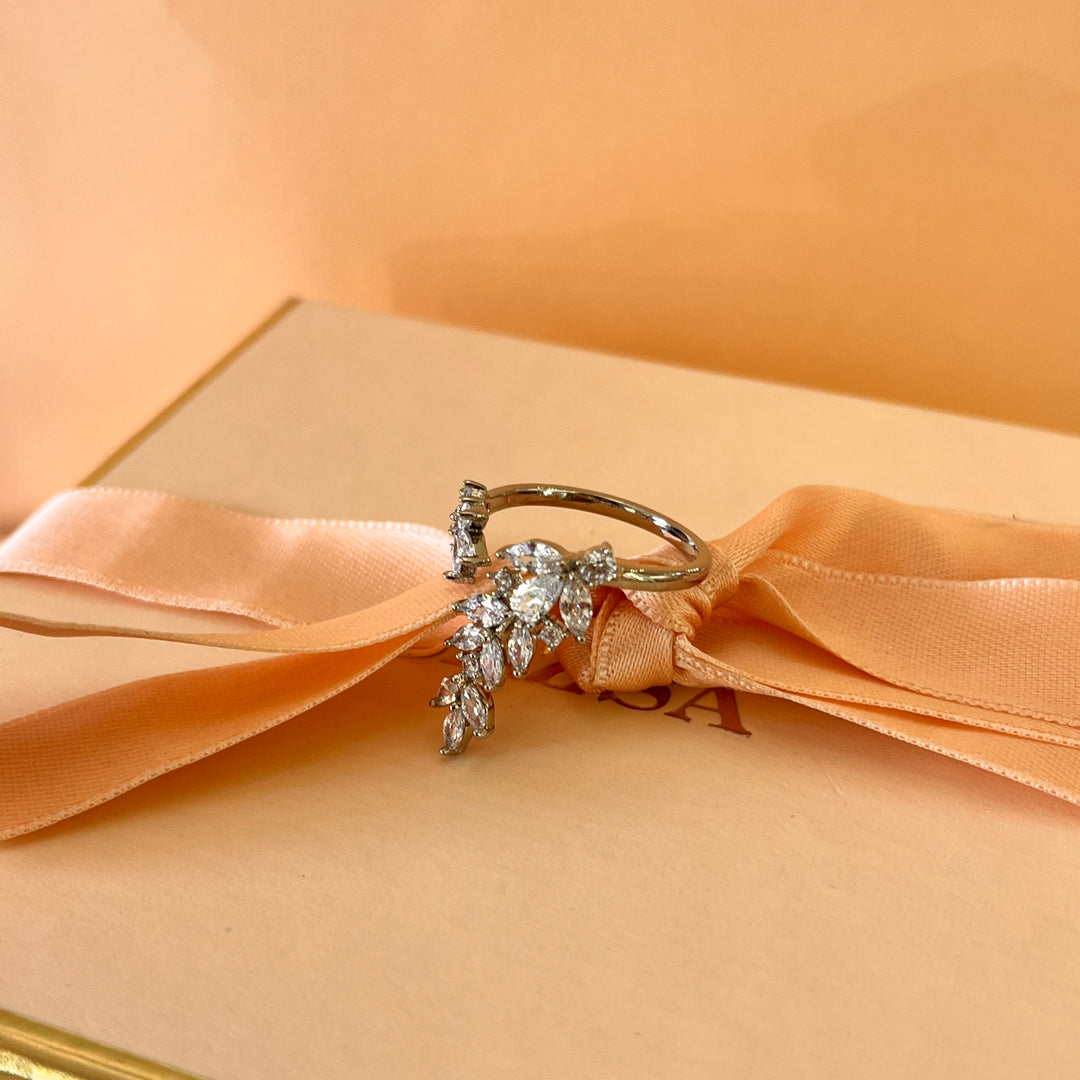 Zircone marquise white gold plated open ring