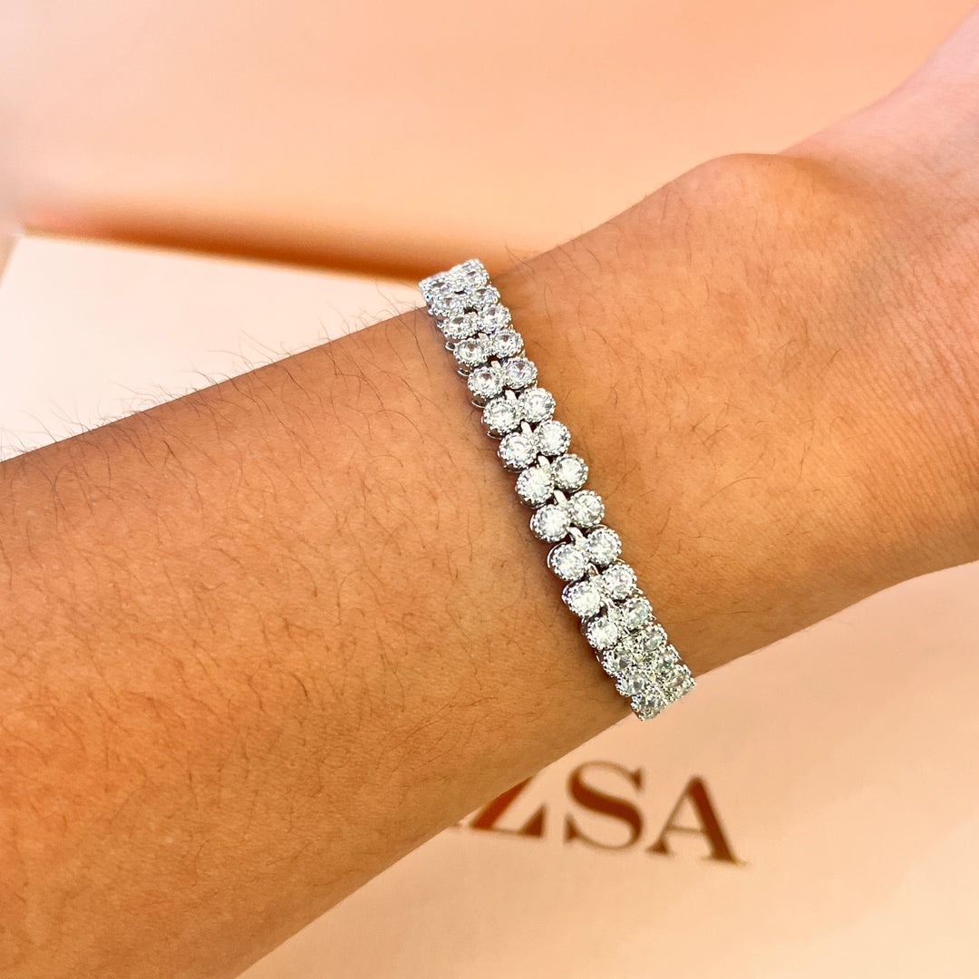 Classic double zircone white gold plated set