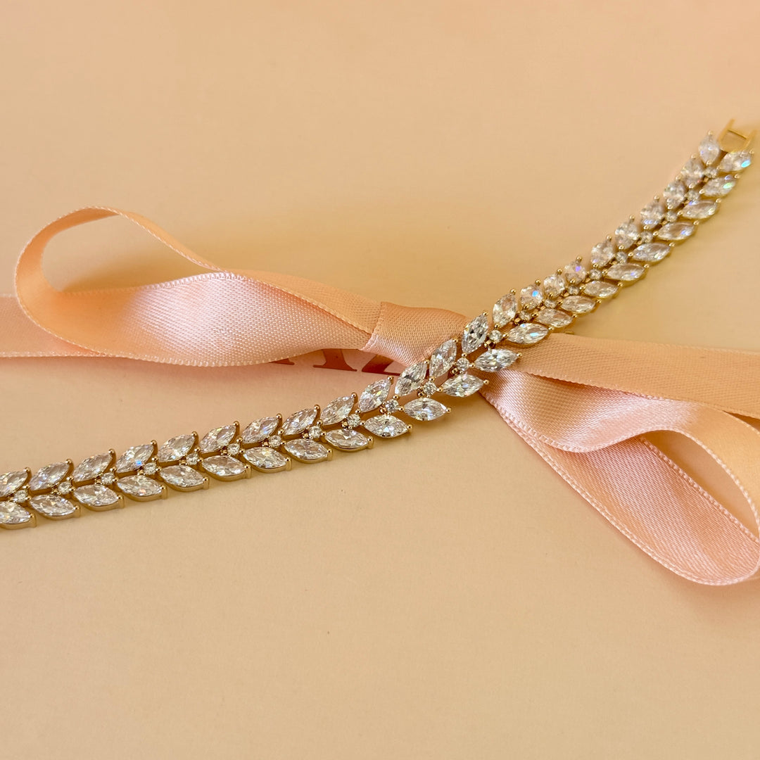 Zircone marquise gold plated bracelet