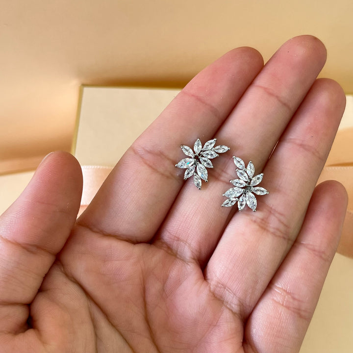 Silver zircone marquise studs