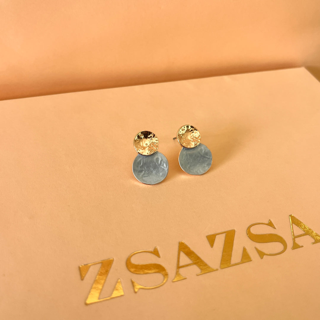 Enamel light blue studs earrings