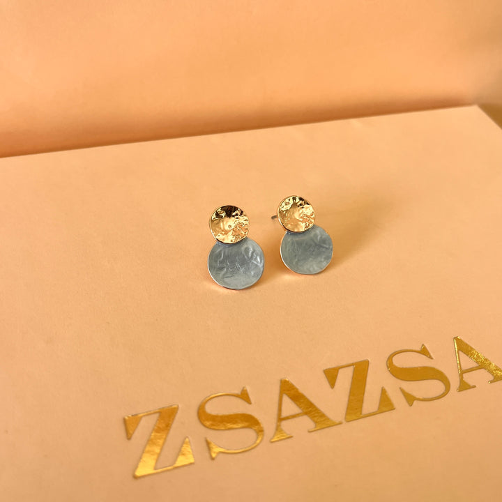 Enamel light blue studs earrings