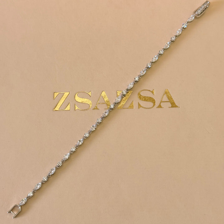 Dainty marquise zircone silver bracelet