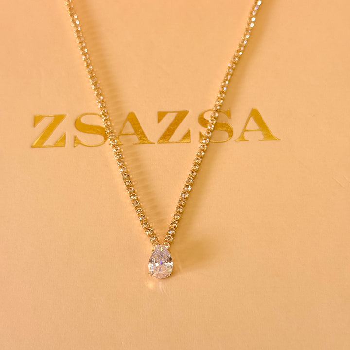 Dainty teardrop zircons gold plated set