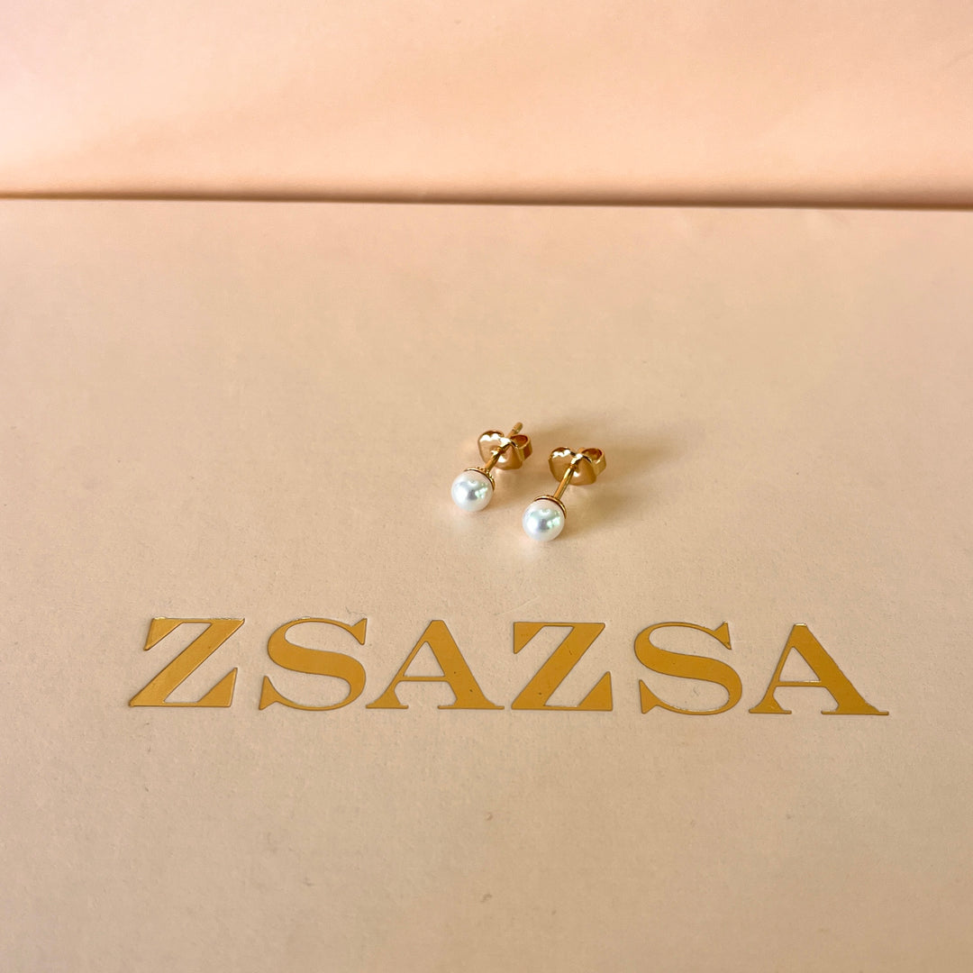 White Mallorca pearls gold plated set