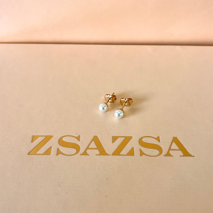 White Mallorca pearls gold plated set