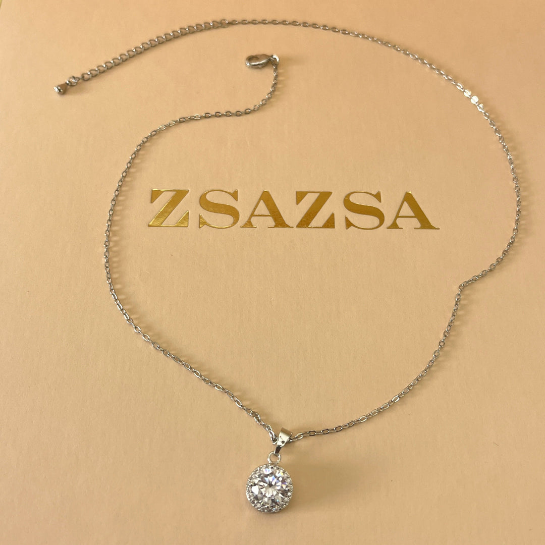 Silver zircone double round set