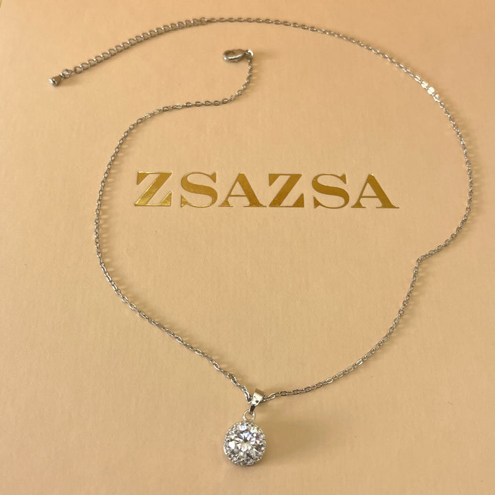 Silver zircone double round set