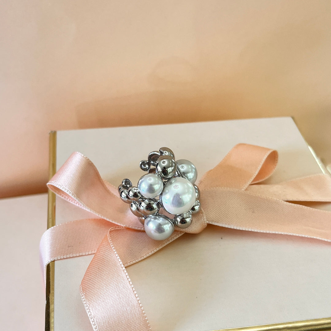 Mallorca pearls white gold plated ring