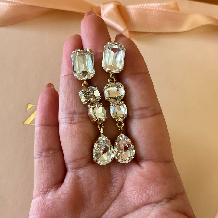 Swarovski crystals mix of shapes gold plated earrings