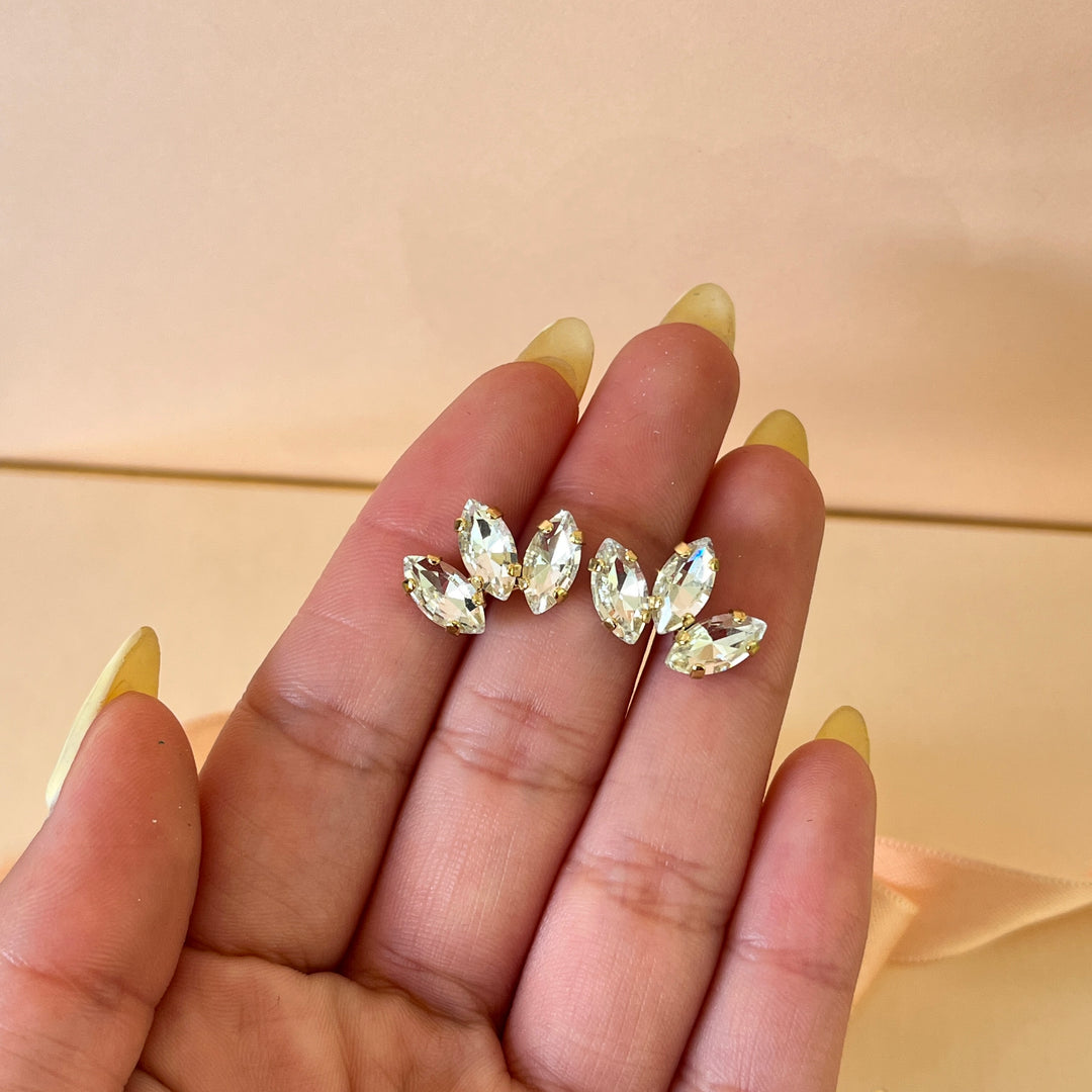 Marquise Swarovski crystals gold plated studs
