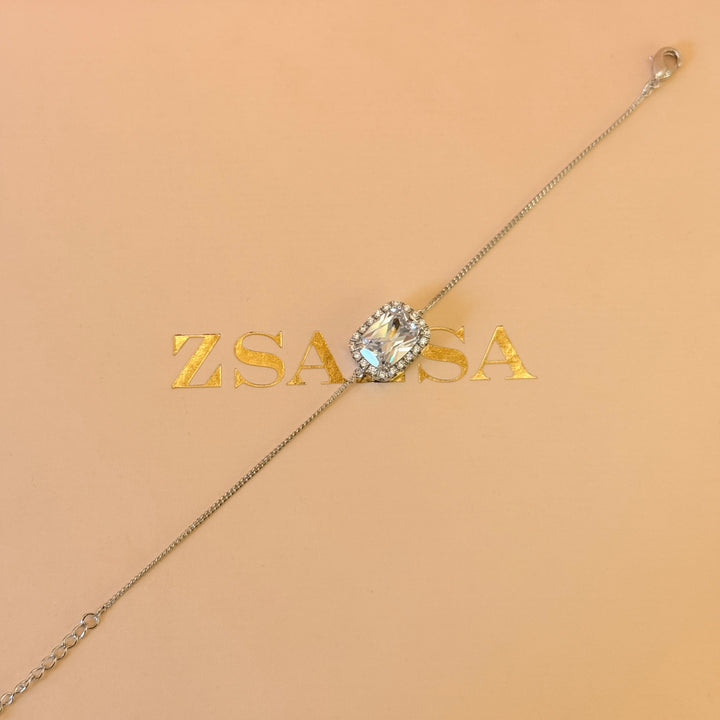 Rectangular zircone silver bracelet