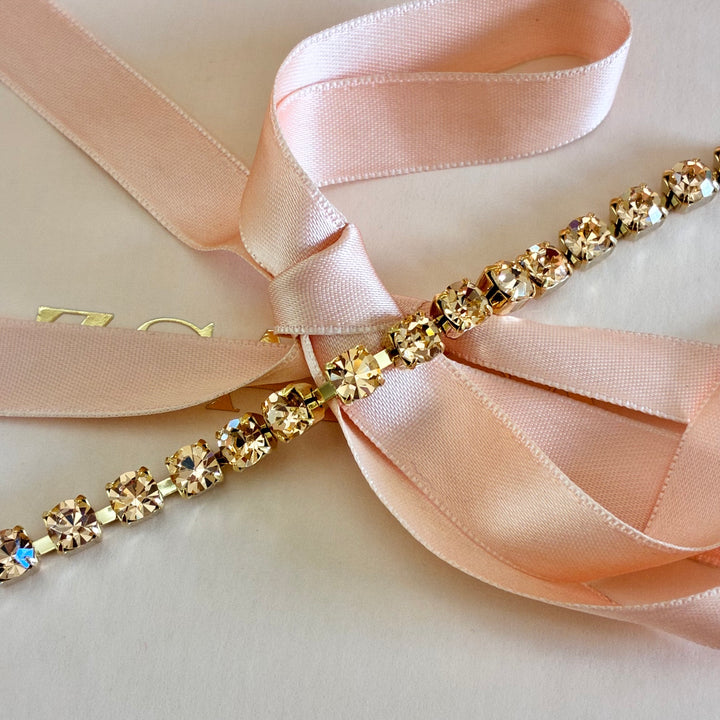 Peach Swarovski crystals gold plated bracelet
