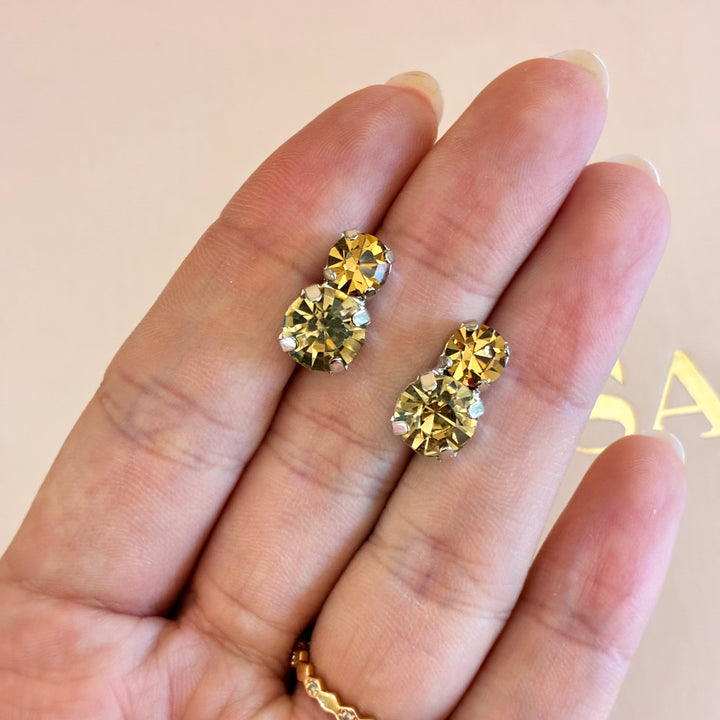 Bronze Swarovski crystals silver set