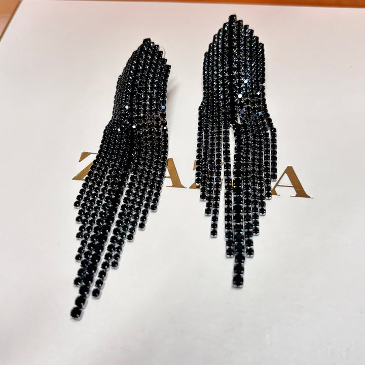 Elegant black long earrings