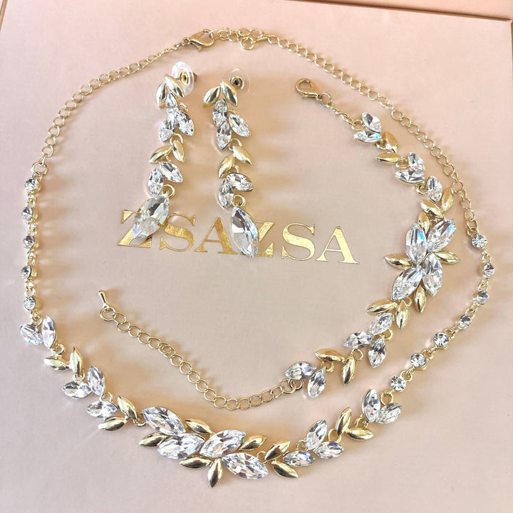 Swarovski crystals marquise gold plated set